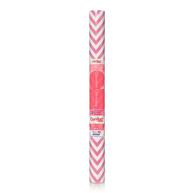 Contact® Adhesive Roll, Pink Chevron, 18