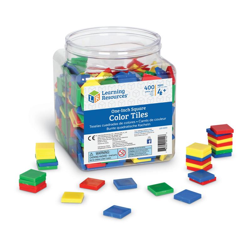 Plastic Square Color Tiles, 400 Pieces