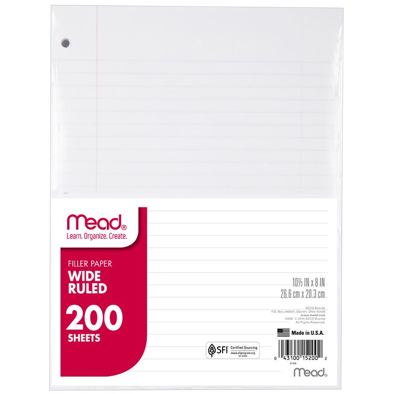 Mead Notebook Filler Paper, Wide Ruled, 200 ct