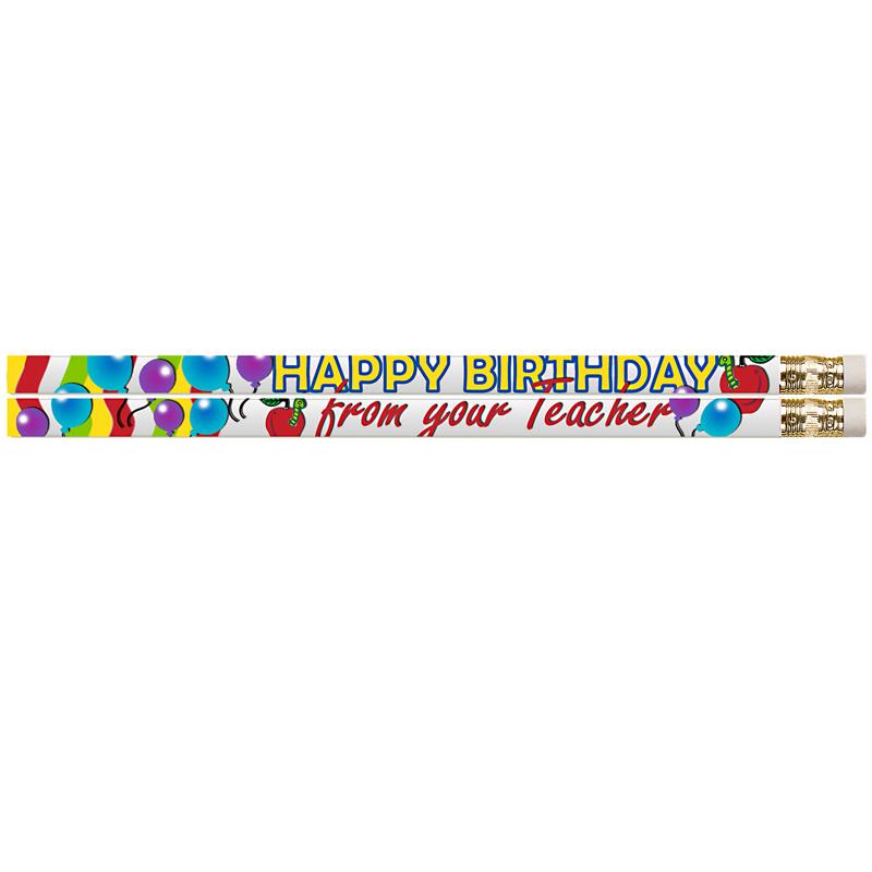 Happy Birthday From Your Teacher Motivational Pencil, Pack of 12