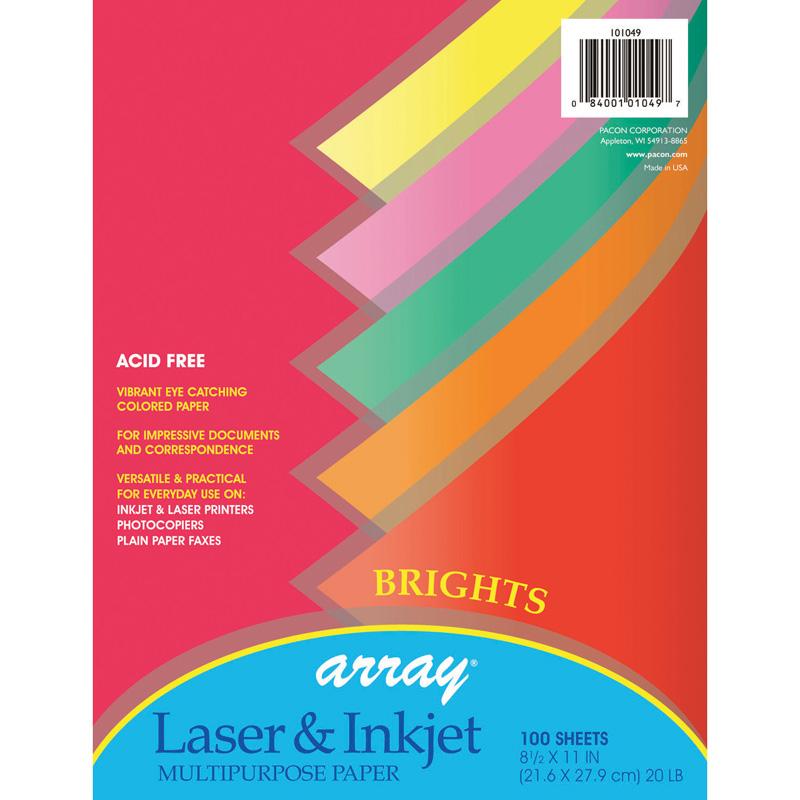 Bright Multi-Purpose Paper, 5 Assorted Colors, 20 lb., 8-1/2