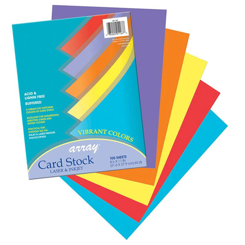 Vibrant Card Stock, 5 Assorted Colors, 8-1/2