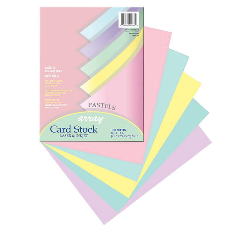  Pastel Card Stock, 5 Assorted Colors, 8- 1/2 