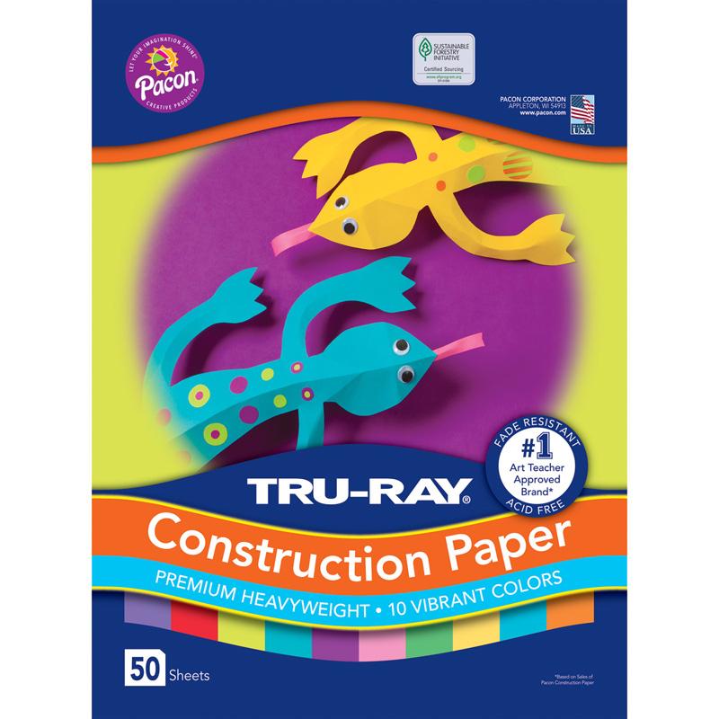 Construction Paper, 10 Vibrant Colors, 12