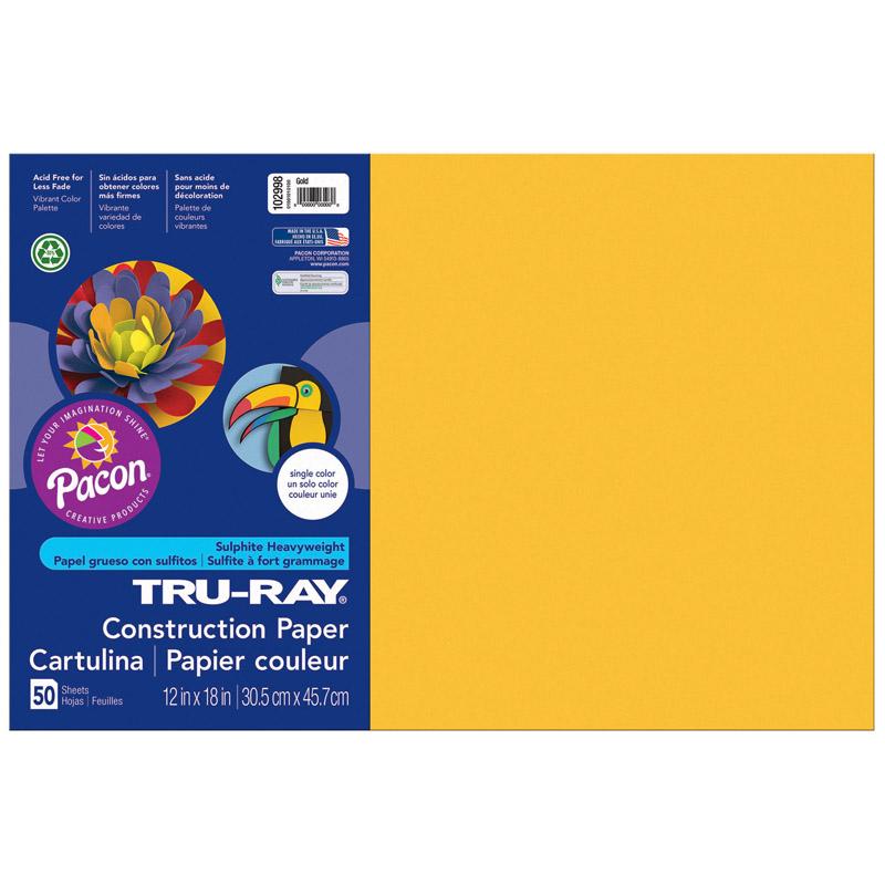 Tru-Ray® Construction Paper, Gold, 12