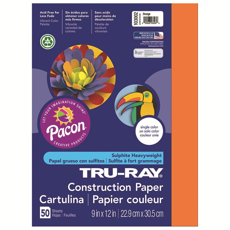 Tru-Ray® Construction Paper, Orange, 9