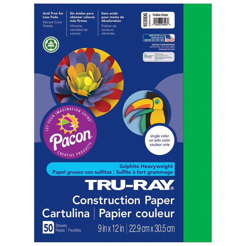 Tru-Ray® Construction Paper, Festive Green, 9