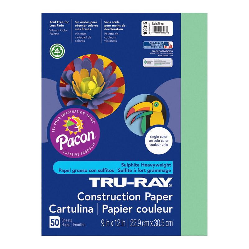  Tru- Ray & Reg ; Construction Paper, Light Green, 9 