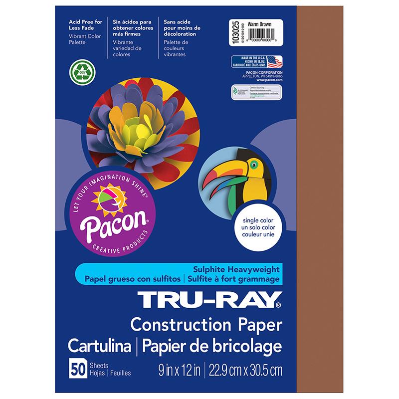 Tru-Ray® Construction Paper, Warm Brown, 9