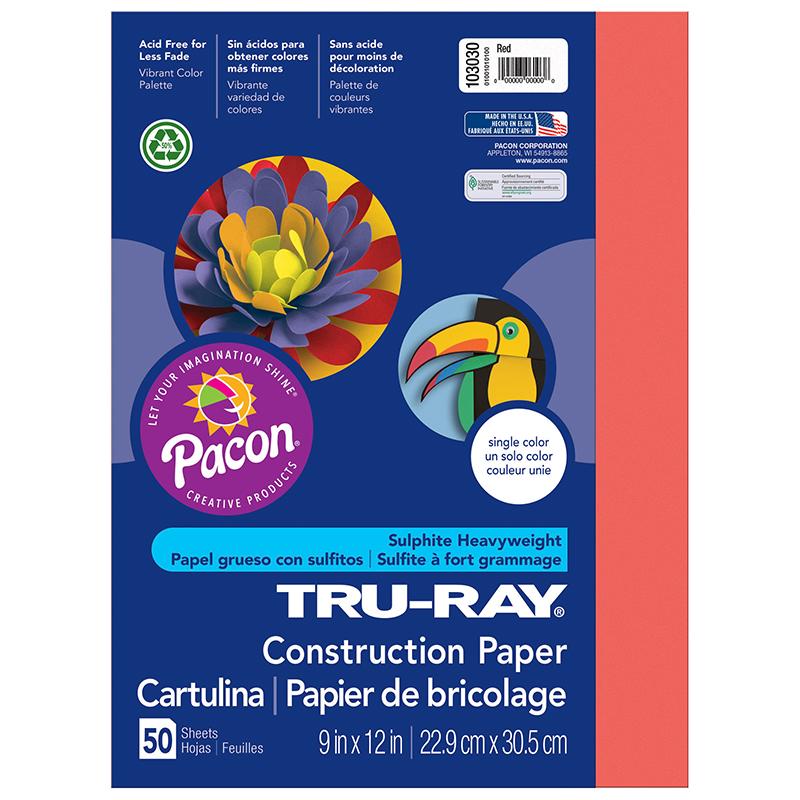 Tru-Ray® Construction Paper, Red, 9
