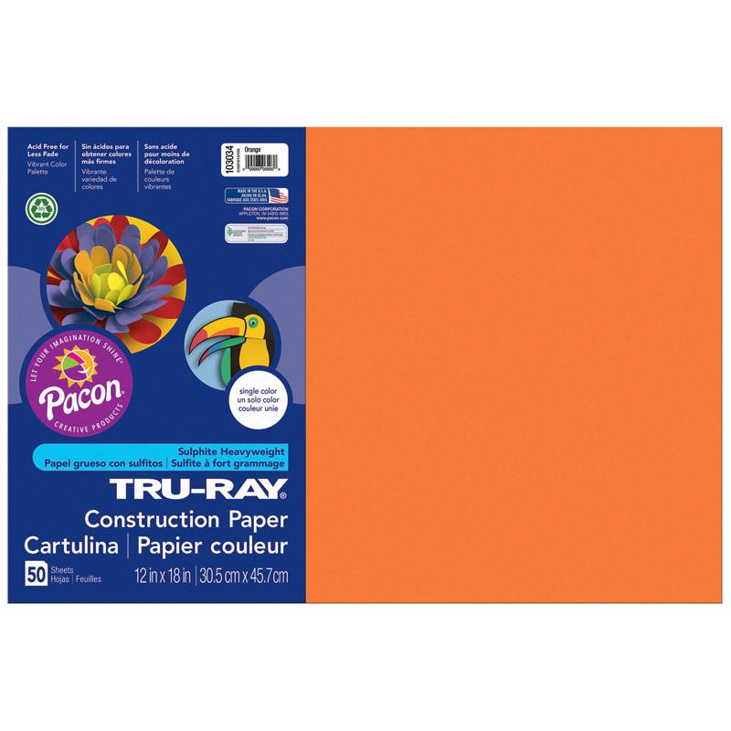  Tru- Ray & Reg ; Construction Paper, Orange, 12 