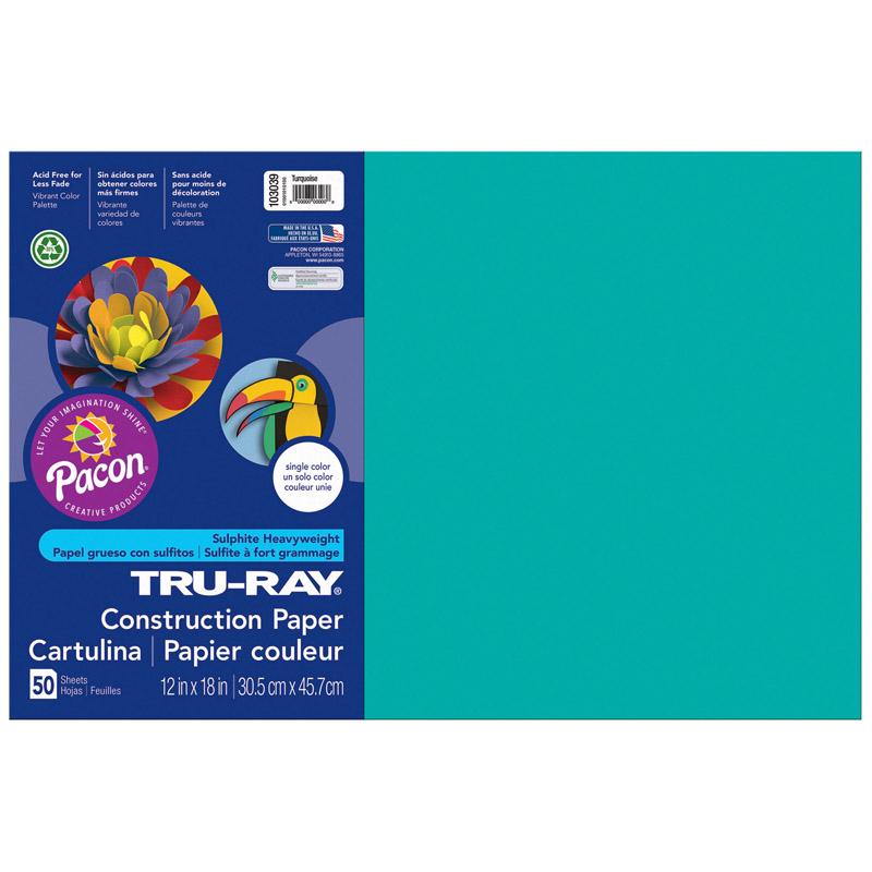  Tru- Ray & Reg ; Construction Paper, Turquoise, 12 