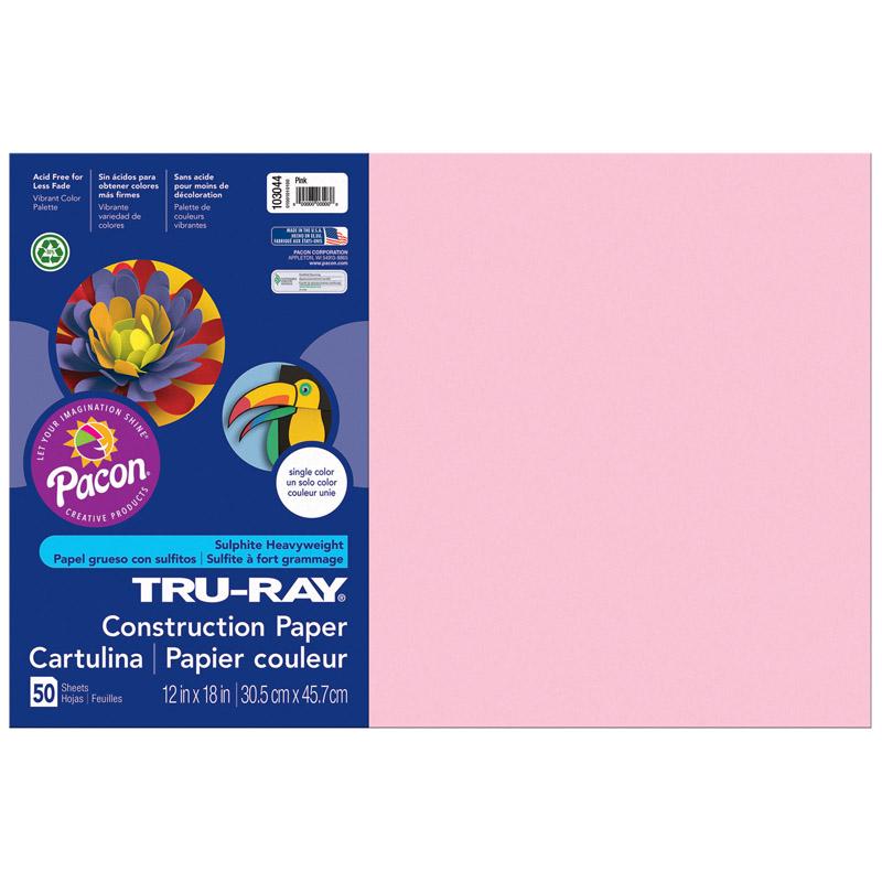 Tru-Ray® Construction Paper, Pink, 12