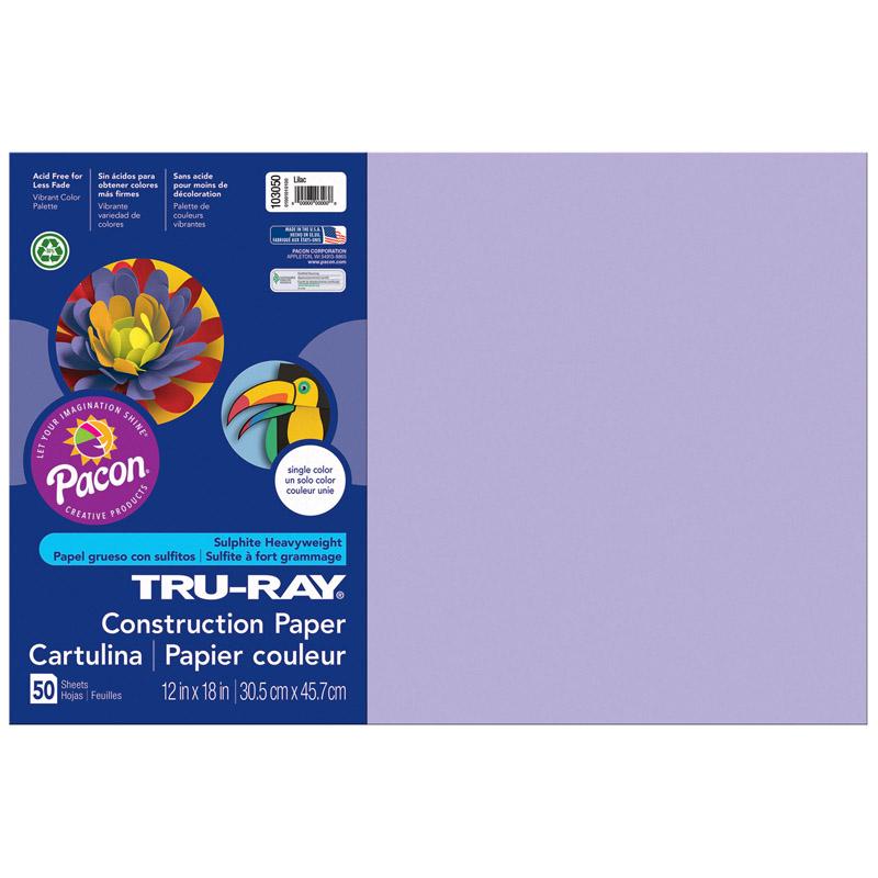 Tru-Ray® Construction Paper, Lilac, 12