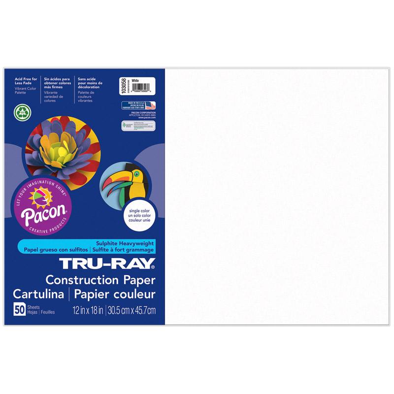 Tru-Ray® Construction Paper, White, 12