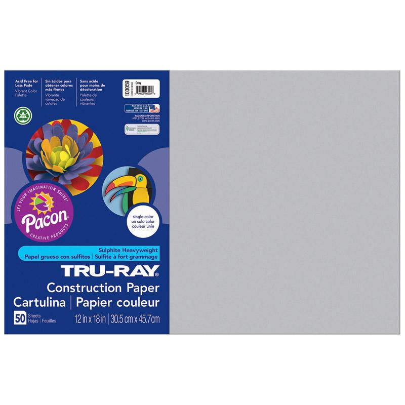 Tru-Ray® Construction Paper, Gray, 12