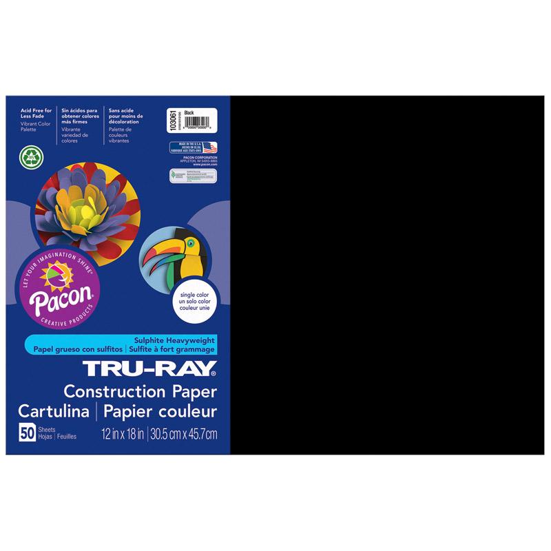 Tru-Ray® Construction Paper, Black, 12