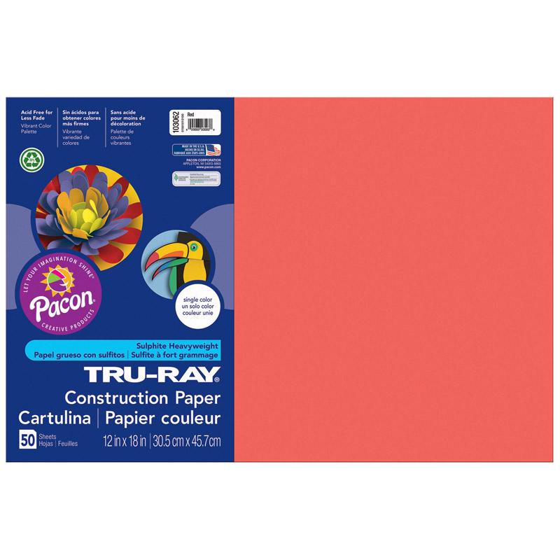 Tru-Ray® Construction Paper, Red, 12