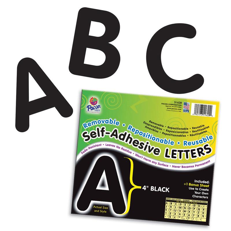 Self- Adhesive Letters, Black, Puffy Font, 4 