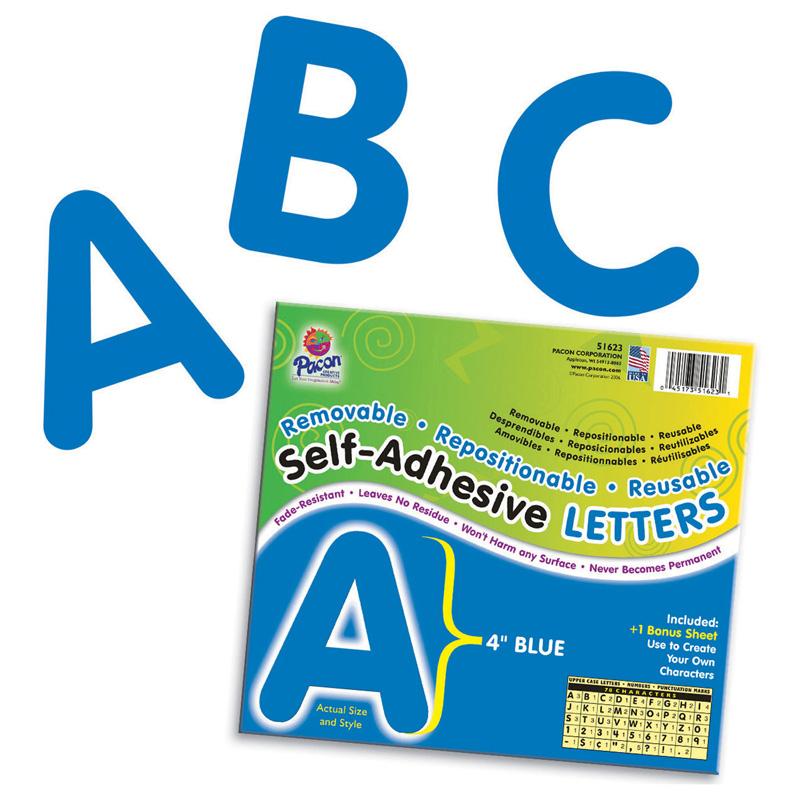 Self-Adhesive Letters, Blue, Puffy Font, 4