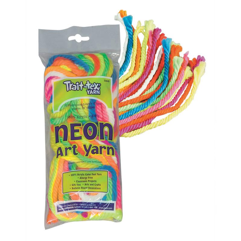  Art Yarn, Neon Colors & White, 50 ', 10 Strands