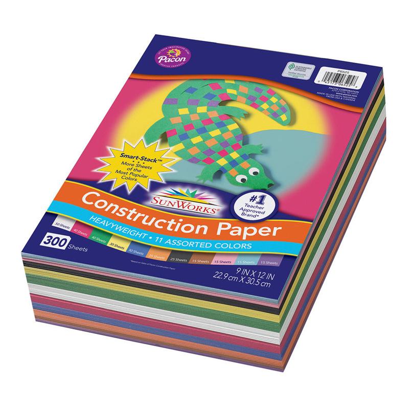 SunWorks® Construction Paper, 11 Assorted Colors, 9