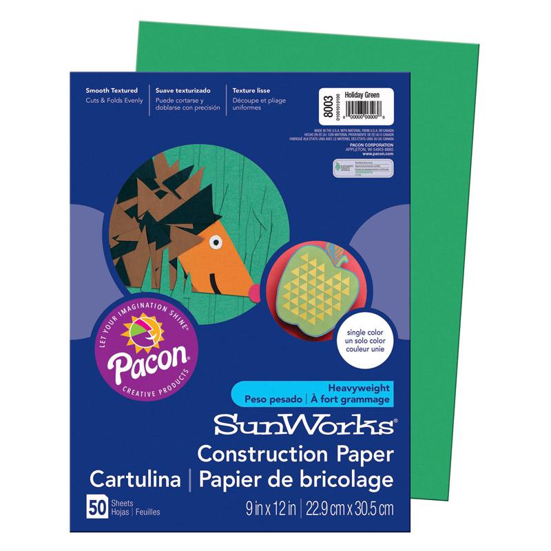 SunWorks® Construction Paper, Holiday Green, 9