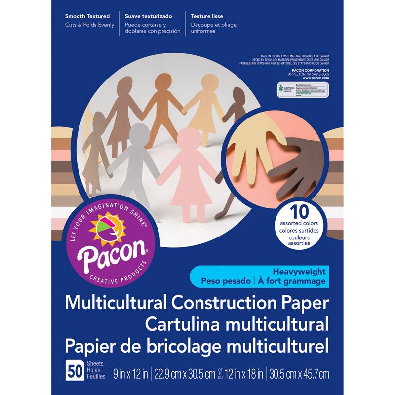SunWorks® Multicultural Construction Paper, 5 Assorted Colors, 12