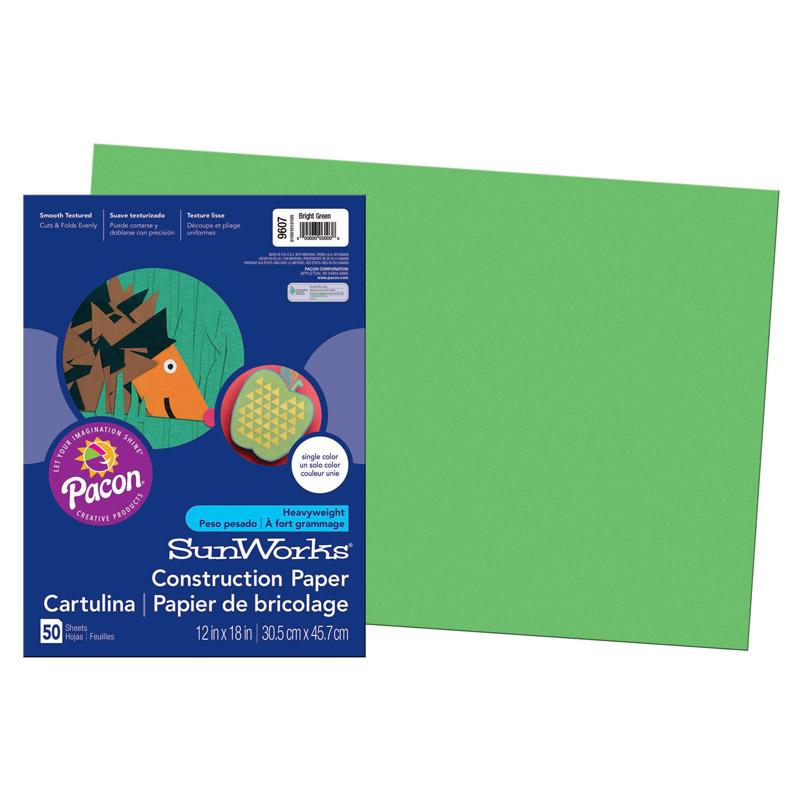 SunWorks® Construction Paper, Bright Green, 12