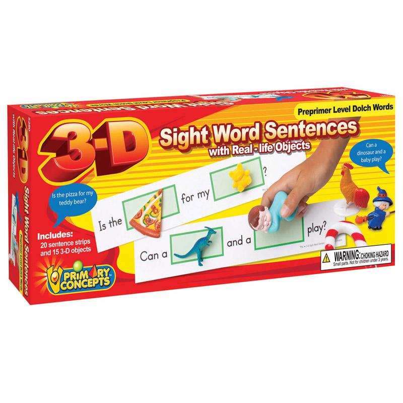  3- D Sight Word Sentences, Preprimer Level Dolch Words