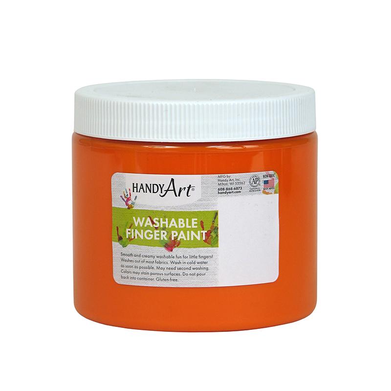 Handy Art® by Rock Paint Washable Finger Paint, Orange, 16 oz