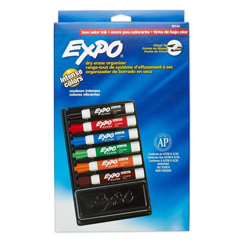  Low Odor Dry Erase Markers With 6- Marker Organizer And Eraser