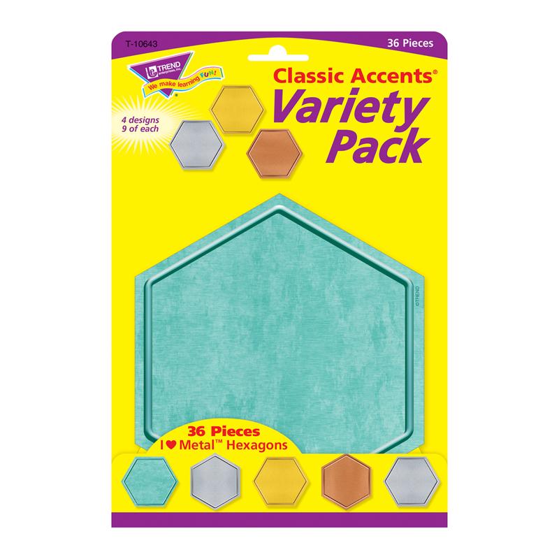I ♥ Metal™ Hexagons Classic Accents® Var. Pack, 36 ct