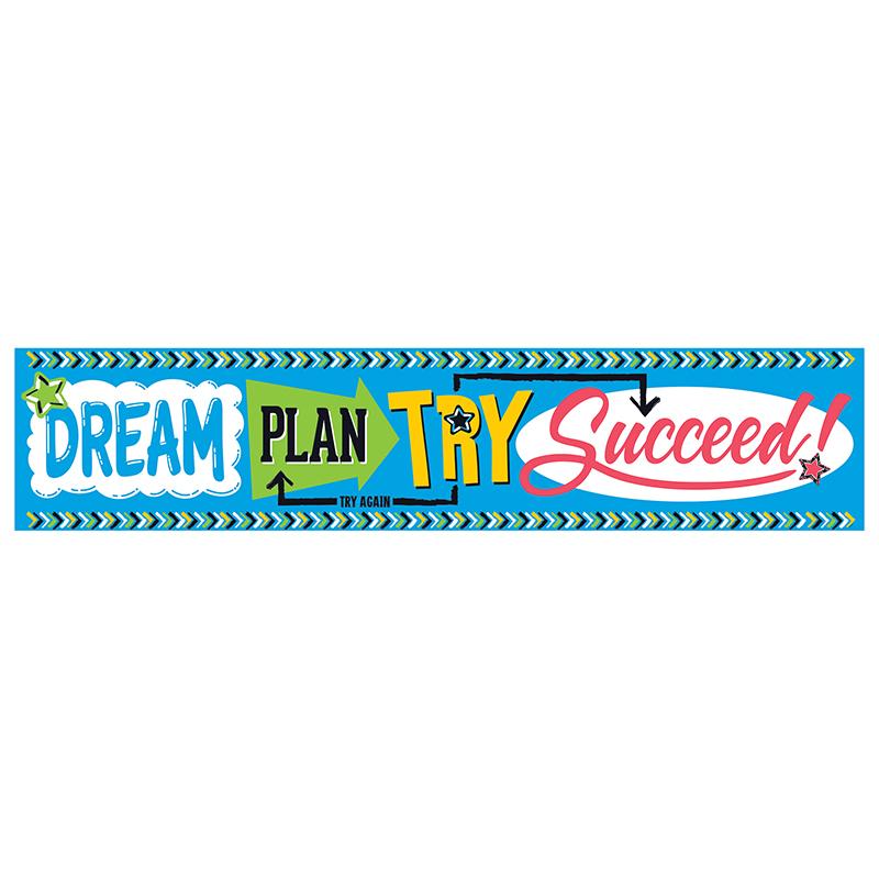Dream. Plan. Try. Bold Strokes Quotable Expressions® Banner, 5 ft