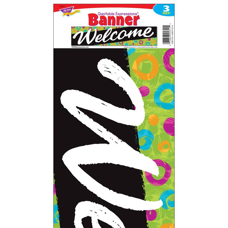 Welcome Swirl Dots Quotable Expressions® Banner, 3'