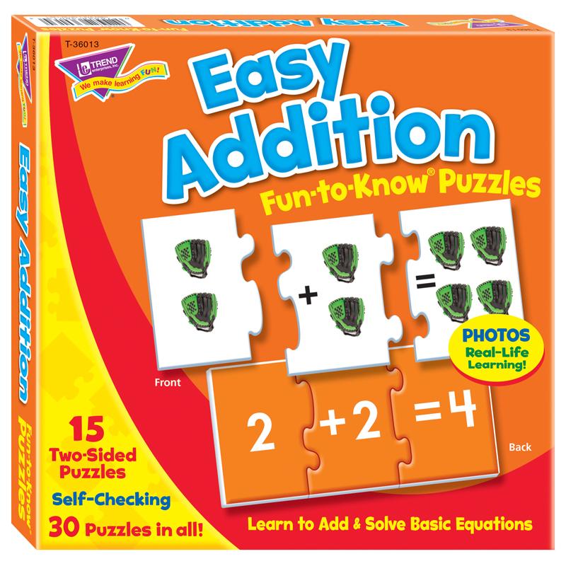 Easy Addition Fun-to-Know® Puzzles