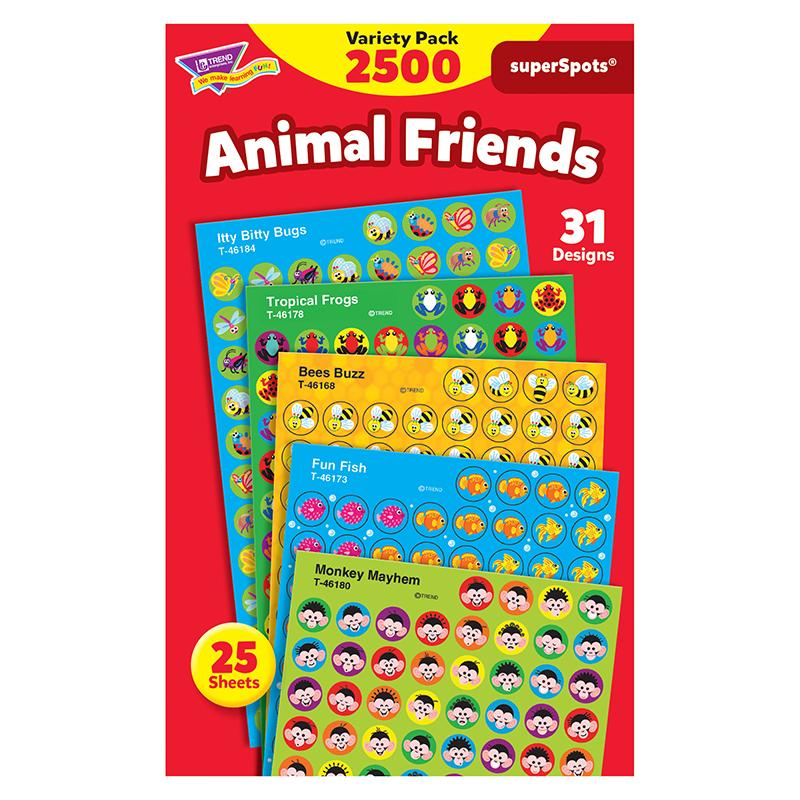 Animal Friends Superspots & Reg ; Stickers Variety Pack, 2500 Ct