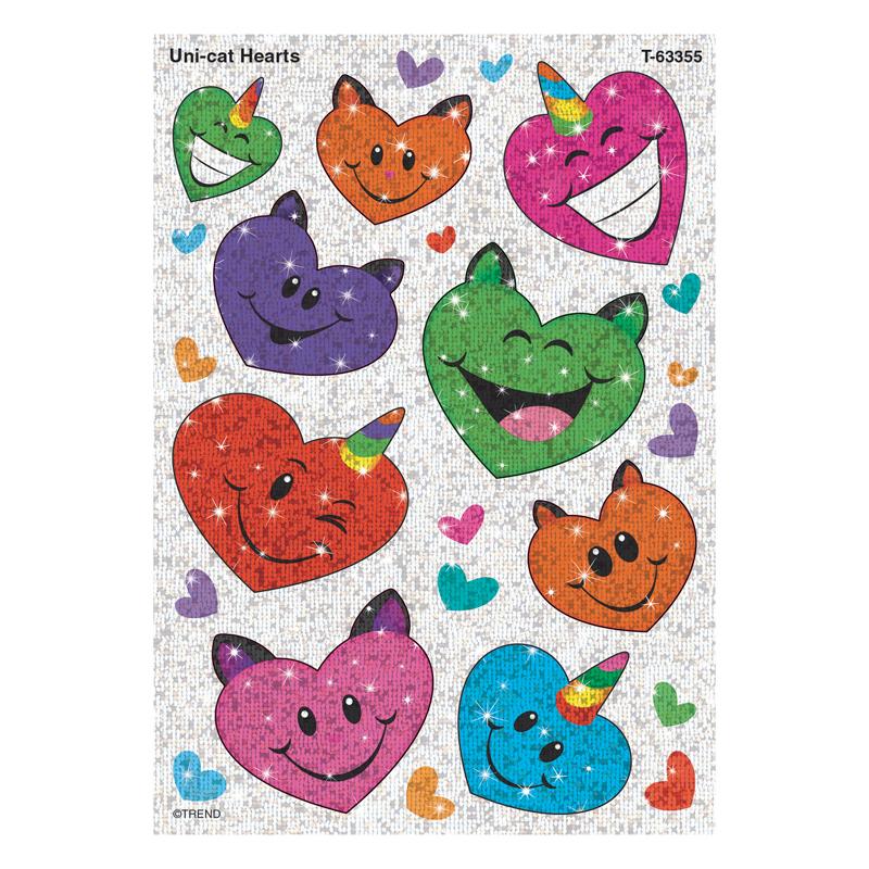Uni-cat Hearts Sparkle Stickers®, 18 Count