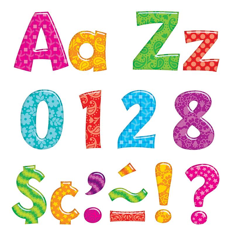  Colorful Patterns 4- Inch Playful Uppercase/Lowercase Combo Pack (En/Sp) Ready Letters & Reg ;