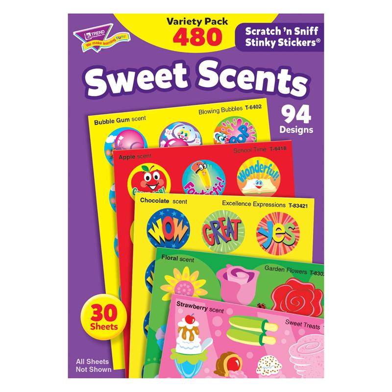 Sweet Scents Stinky Stickers Variety Pack, 480 ct