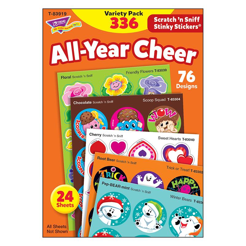 All Year Cheer Stinky Stickers Variety Pack, 336 Count