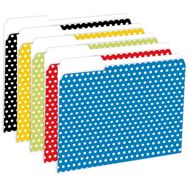 Polka Dots File Folders, 3rd Cut, 9.5