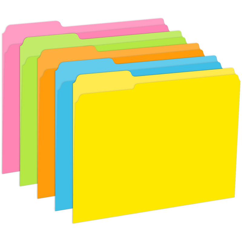 File Folders, Brite Colors, Pack of 10