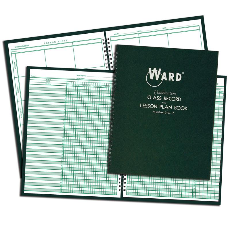 WARD® Combination Record & Lesson Plan Book, 9-10 Week and 6 Periods/Day