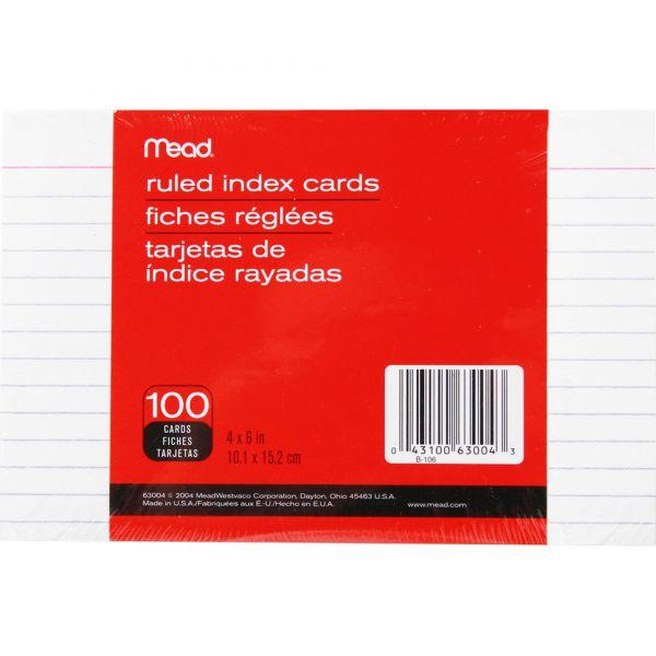 Knowledge Tree  Mead Products Llc Mead Ruled Index Cards, 4x6, White, 100ct