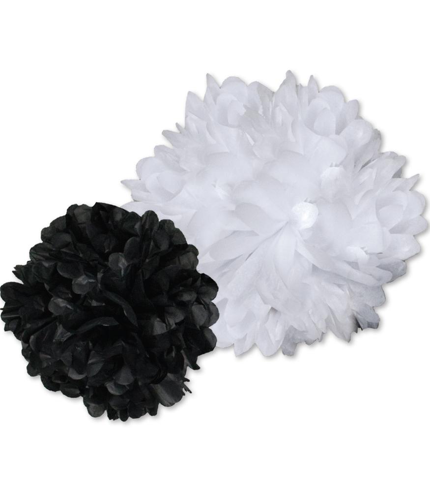 Black And White Pom-poms Dimensional Accent