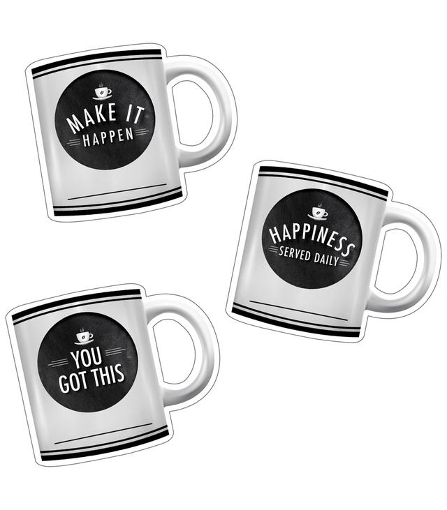 Motivational Coffee Mugs Colorful Cut-outs