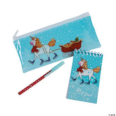 Winter Unicorn Notepad/Pen set with Pouch
