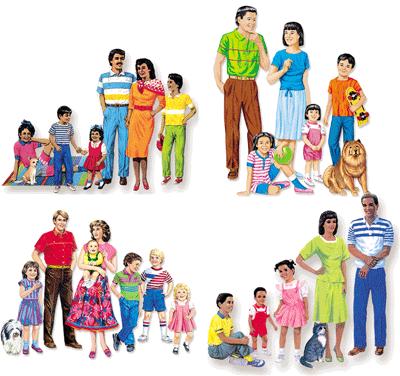 Multicultural Families 4-Set Flannelboard Set Pre-Cut