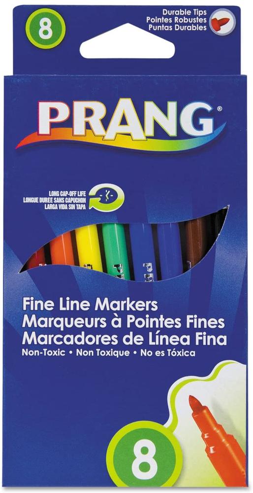 Dixon Fine Line Markers - Fine Marker Point - 2 mm Marker Point Size - Blue, Black, Brown, Green, Orange, Purple, Red, Yellow - 8 / Set